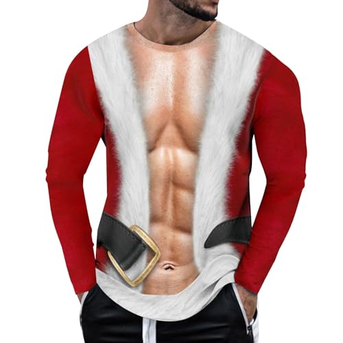 Herren Weihnachtspullover Sweatshirt Pullover Rundhals Herbst Winter Langarmshirt Modern Sweater, Herren Damen Weihnachtspullover 3D Lange Ärmel Ugly Christmas Sweater Sweatshirt von OZhenXiangZh