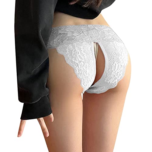 Sexy Höschen mit Offenem Schritt Pantys Höschen Spitze String Tanga Lace Lingerie Reizwäsche Unterhose Thong Atmungsaktiv Sexy Dessous Tanga G String Spitze Slip Ouvertslip Dessous (White, XXL) von OZhenXiangZh