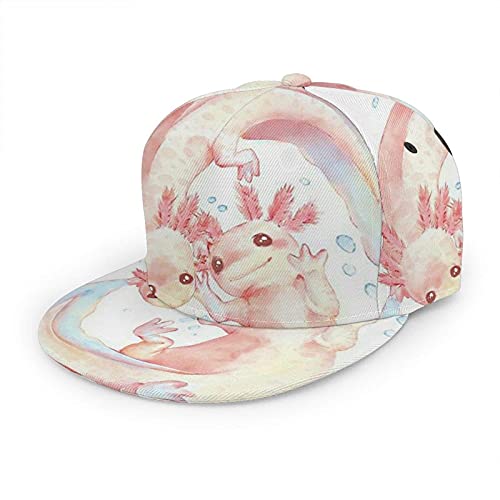 Oaieltj Unisex Baseball Cap Damen Herren Einstellbare Hip Hop Hut Mode Flache Schirmmütze Baseball Cap, Adorable Axolotl Weiß, One size von Oaieltj