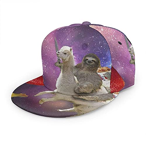 Oaieltj Unisex Baseball Cap Damen Herren Einstellbare Hip Hop Hut Mode Flache Schirmmütze Baseball Cap, Lustige Faultier Reiten Llama, One size von Oaieltj