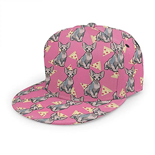 Oaieltj Unisex Baseball Cap Damen Herren Einstellbare Hip Hop Hut Mode Flache Schirmmütze Baseball Cap, Sphynx Cat Taco Pizza Pink, One size von Oaieltj