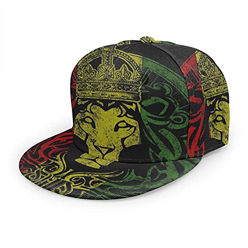 Oaieltj Unisex Baseball Cap Damen Herren Einstellbare Hip Hop Hut Mode Flache Schirmmütze Baseball Cap, The Lion Judah Rasta Rastafari Jamaica Reggae, One size von Oaieltj