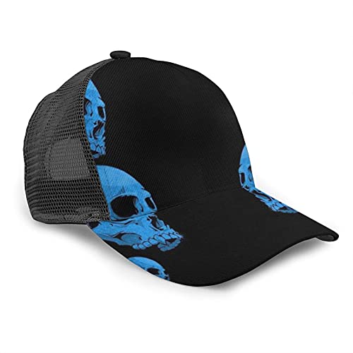 Oaieltj Unisex Baseball Cap Herren Damen Junge Mädchen Mode 3D Gedruckt Baseball Cap Einstellbare Dad Hat, Blau Totenkopf Schwarz, One size von Oaieltj