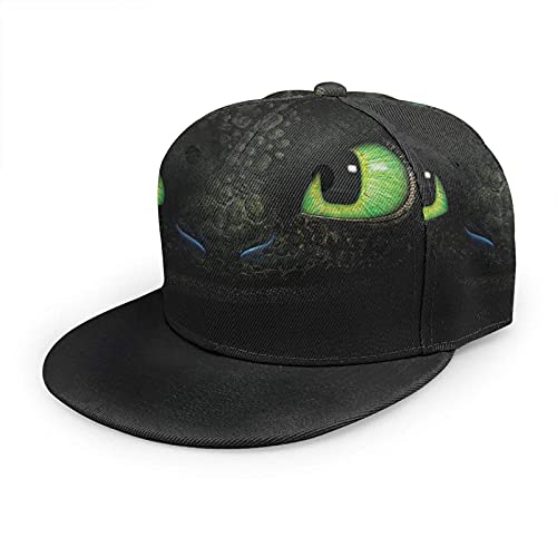 Oaieltj Unisex Baseballkappe Damen Herren Junge Mädchen Mode verstellbar 3D gedruckt Flat Bill Baseball Cap, Black Dragon Green Eyes, One size von Oaieltj