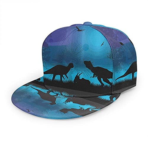 Oaieltj Unisex Baseballkappe Damen Herren Junge Mädchen Mode verstellbar 3D gedruckt Flat Bill Baseball Cap, Dinosaurs River Moon Night Dinosaur, One size von Oaieltj