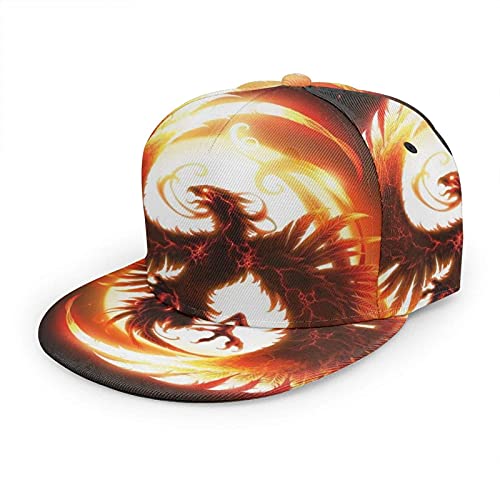 Oaieltj Unisex Baseballkappe Damen Herren Junge Mädchen Mode verstellbar 3D gedruckt Flat Bill Baseball Cap, Magic Art Firebird Phoenix, One size von Oaieltj