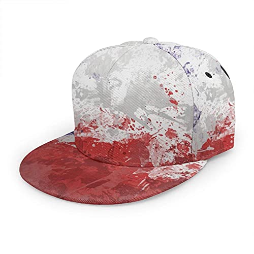 Oaieltj Unisex Baseballkappe Damen Herren Junge Mädchen Mode verstellbar 3D gedruckt Flat Bill Baseball Cap, Zeichnung Splash Chile Flag Art, One size von Oaieltj