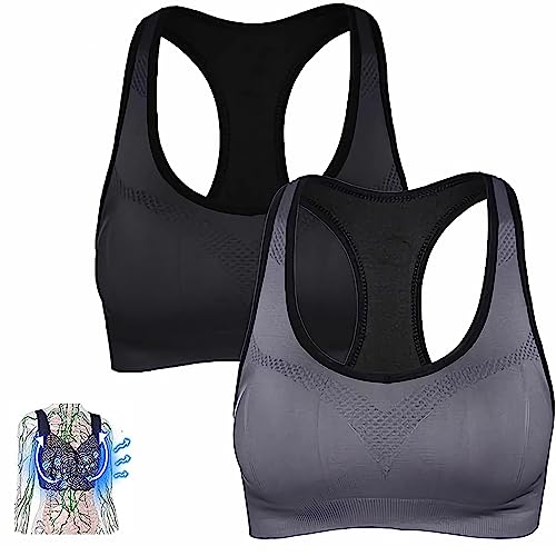 Oaiyeie Ionischer Lifting- und Lymphdrainage-BH, atmungsaktiver, formender BH mit Ionenfunktion (XXXL,Black+Grey) von Oaiyeie