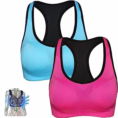 Oaiyeie Ionischer Lifting- und Lymphdrainage-BH, atmungsaktiver, formender BH mit Ionenfunktion (XXXL,Red+Blue) von Oaiyeie