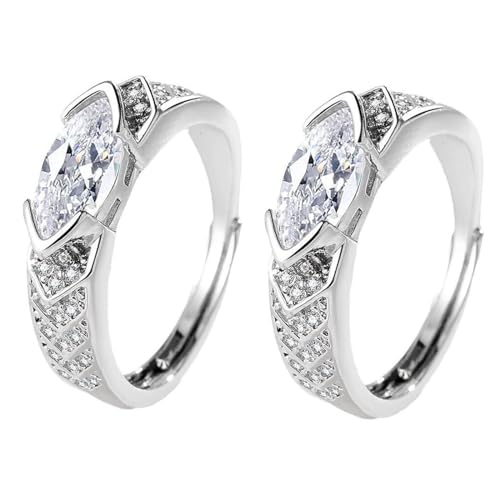 Oaiyeie Magnetischer Lymphtherapie-Titan-Ionen-Moissanit-Diamantring, reinigt Blutkreislauf und Lymphknoten, modischer offener Zirkonia-Ring (2PCS) von Oaiyeie