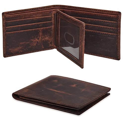 Léder Geldbörse Herren Slim Leather Wallet klein mit münzfach Kreditkarteninhaber Credit Card Holder (Brown) von Oak Leathers