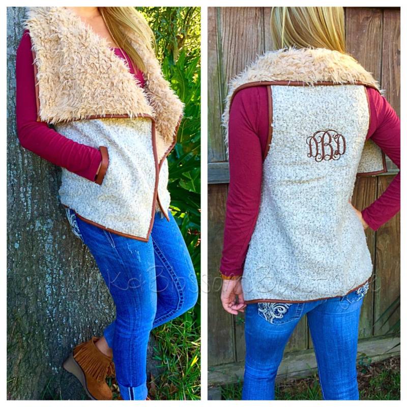 Monogramm Weste, Damenweste, Kunstpelzweste Für Frauen, Geschenk Weihnachtsgeschenk Mädchen, Pelzweste von OakandBlossom