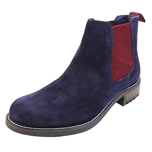 Oakenwood Herren Memory Foam Leder Wildleder formelle Chelsea Boots, Marineblau (Veloursleder), 43 EU von Oakenwood