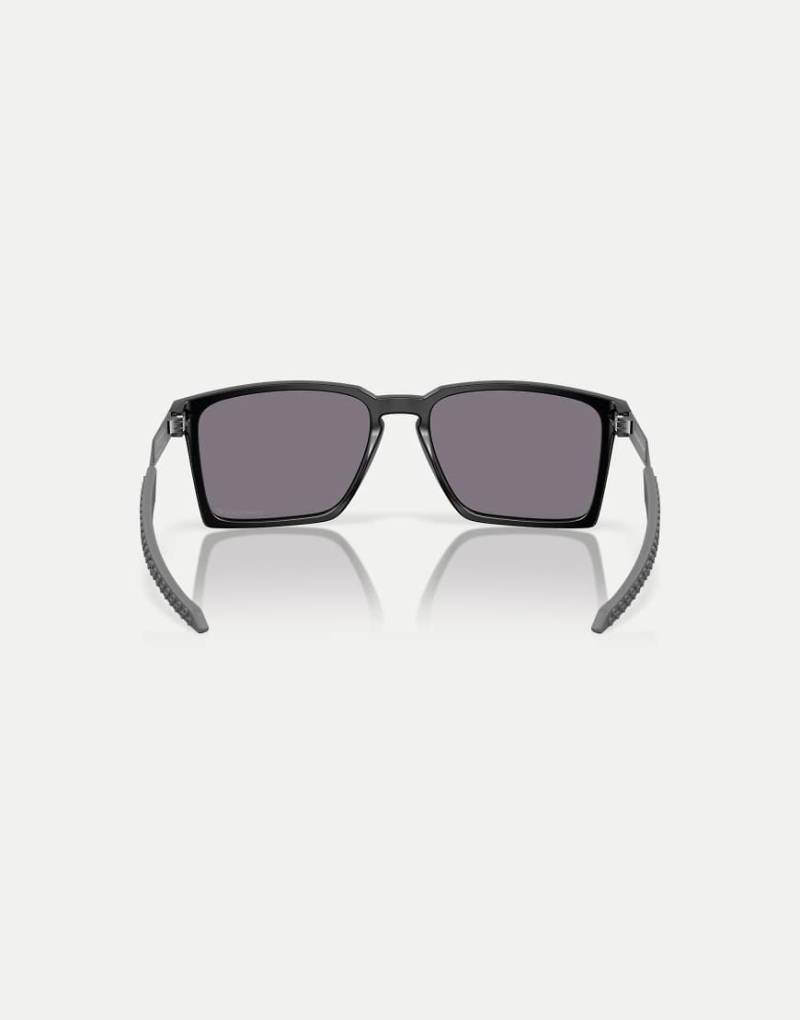 Oakley - Exchange Sun - Rechteckige, polarisierte Sonnenbrille in Satinschwarz mit grauen Gläsern von Oakley