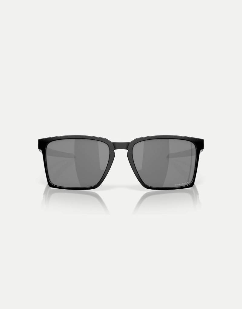 Oakley - Exchange Sun - Rechteckige Sonnenbrille in Satinschwarz mit schwarz verspiegelten Gläsern von Oakley
