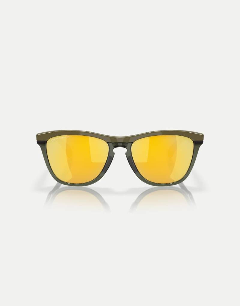 Oakley - Frogskins Range - Runde, polarisierte Sonnenbrille in dunklem Gebüschgrün mit verspiegelten goldenen Gläsern-Neutral von Oakley