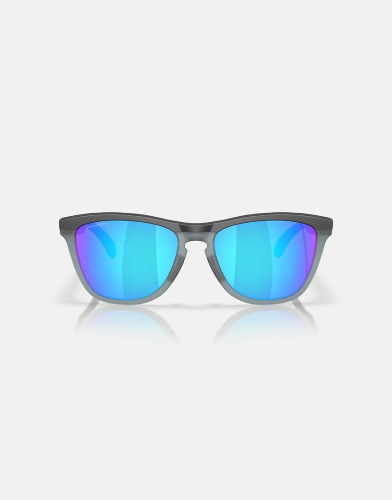 Oakley - Frogskins Range - Runde Sonnenbrille in Mattschwarz mit verspiegelten blauen Gläsern von Oakley