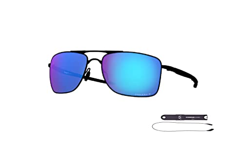 Oakley Gauge 8 OO4124 412406 62MM Matte Gunmetal / Prizm Sapphire Iridium Polarized Rectangle Sunglasses for Men + BUNDLE with Accessory Leash Kit von Oakley