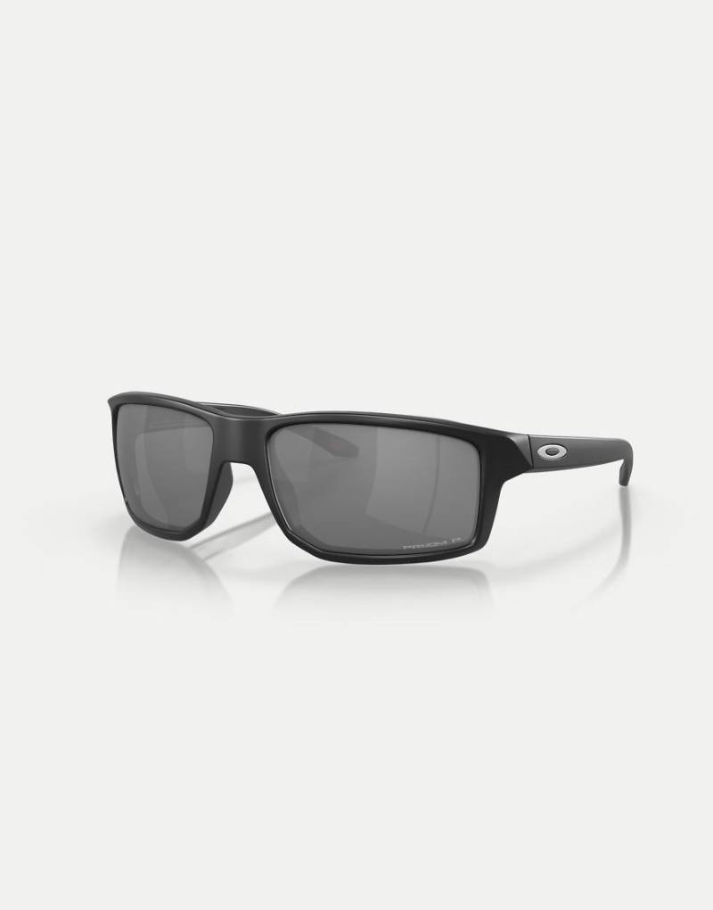 Oakley - Gibston- Rechteckige, polarisierte Sonnenbrille in mattem Schwarz mit grauen verspiegelten Gläsern von Oakley