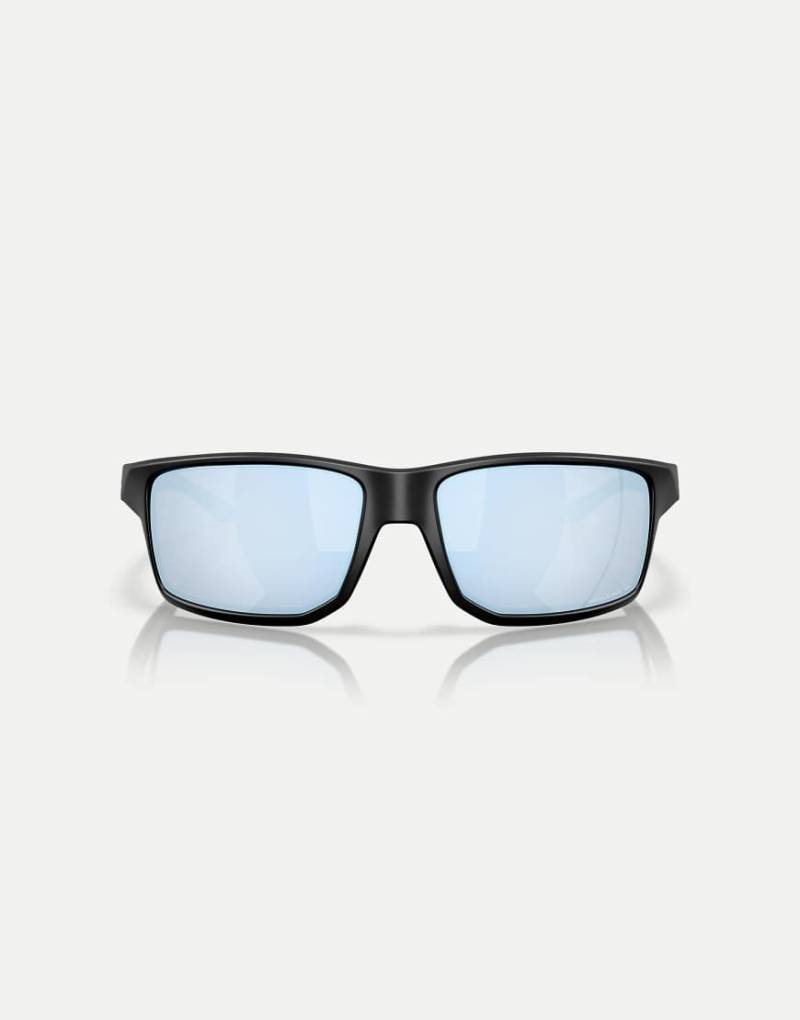 Oakley - Gibston XL - Rechteckige, polarisierte Sonnenbrille in Mattschwarz mit verspiegelten blauen Gläsern von Oakley