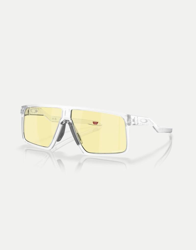 Oakley - Helux Gaming Collection - Rechteckige Sonnenbrille in Weiß mit gelben verspiegelten Gläsern-Transparent von Oakley