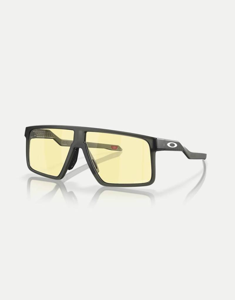 Oakley - Helux Gaming Collection - Rechteckige Sonnenbrille in mattem Rauchgrau mit gelben verspiegelten Gläsern von Oakley