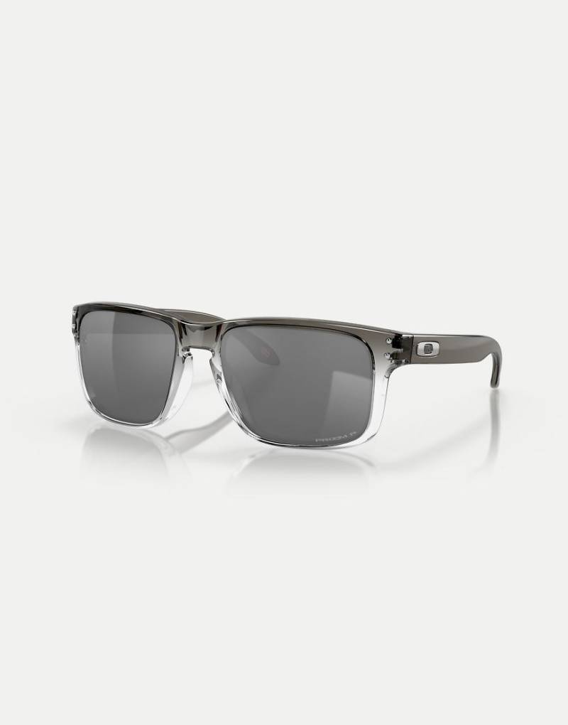 Oakley - Holbrook - Eckige, polarisierte Sonnenbrille mit Farbverlauf in dunklem Tintenschwarz und grauen verspiegelten Gläsern von Oakley