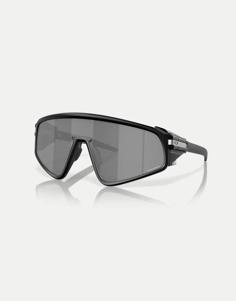 Oakley - Latch Panel - Shield-Sonnenbrille in mattem Schwarz mit grau verspiegelten Gläsern von Oakley