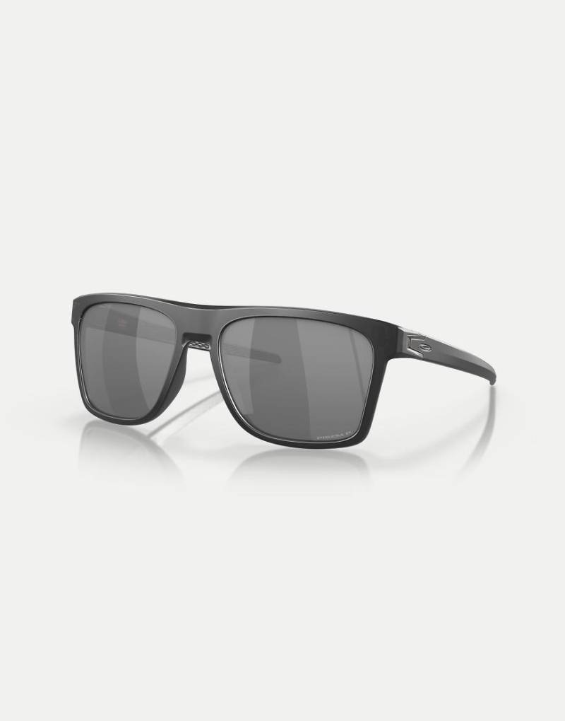 Oakley - Leffingwell - Rechteckige, polarisierte Sonnenbrille in mattem Tintenschwarz mit verspiegelten Gläsern in Grau von Oakley