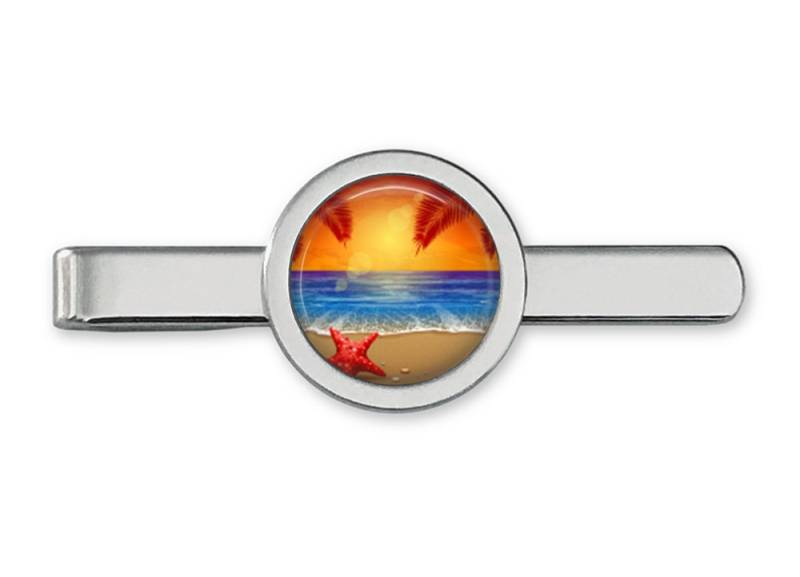 strand Sonnenuntergang Krawattenklammer - Seestern Traverse Tropisch Manschettenknopf Zubehör | Lebenslange Garantie T0009 von OakmontCufflinks