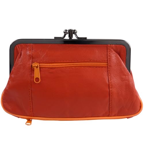 Oakridge Leather Damen Doppelverschluss Münzbörse mit Platz für Kreditkarte – Burnt Orange, burnt orange, Einheitsgröße, Geldbörse mit Verschluss von Oakridge Leather