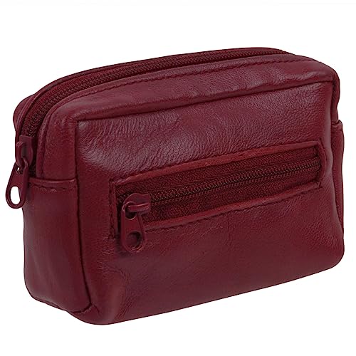 Oakridge Leather Unisex Geldbörse mit Schlüsselring - Kirsche, cherry, Münzbeutel von Oakridge Leather