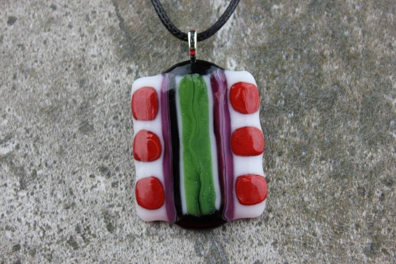 Rot, Grün Und Lila Verschmolzen Glas Anhänger Rot, Grün Und Lila Verschmolzen Glas Anhänger von OakviewArts