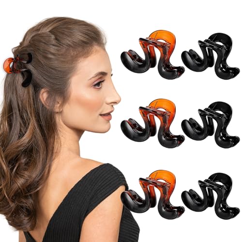 6 mittelgroße Haarspangen für Damen, Beauty-Mode-Accessoire, Haarklammern für dickes Haar, Schwarz und Schildkröte 6 mittelgroße Haarspangen für Damen, Beauty-Mode-Accessoire, Haarklammern für dickes Haar, Schwarz und Schildkröte von Oakwinfin