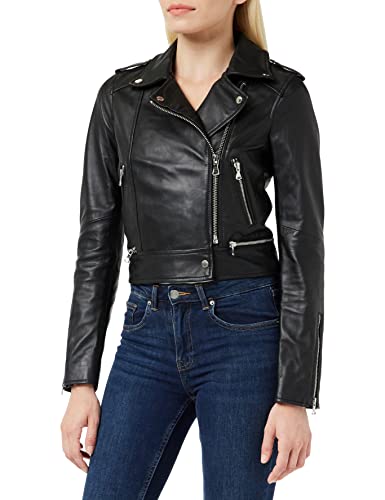 Oakwood Damen Jacke Echtleder 62326, Noir(Noir/Noir), Small von Oakwood