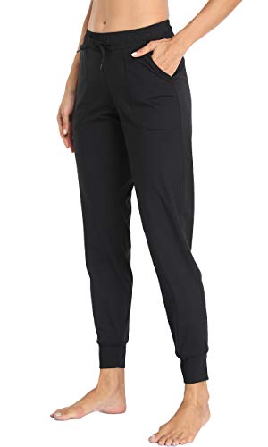 Oalka Damen-Jogginghose mit hoher Taille, Yoga-Taschen, Sport-Workout-Hose, Kordelzug schwarz, M von Oalka