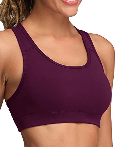 Oalka Women's Racerback Sports Fitness Support Workout Running Bras Cassis Medium von Oalka