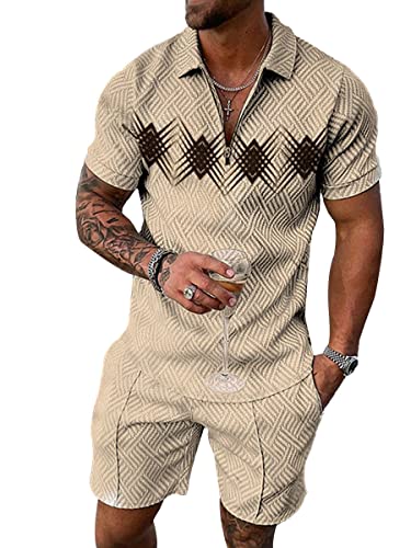 Oanviso 2 Teiliges Herren Sommer Sportanzug T-Shirts + Kurze Hose Mit Taschen Sets Casual Freizeitanzug Suit Outfit Kurzarm T-Shirt Männer Trainingsanzug Sporthose A 10 S von Oanviso