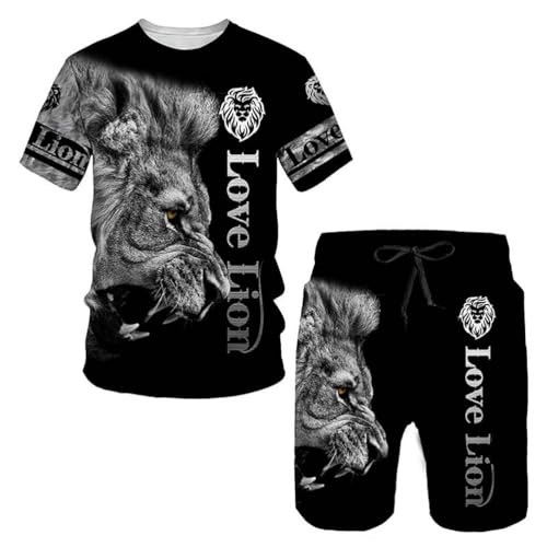 Oanviso 2 Teiliges Sommersportanzug T-Shirts + Kurze Hose Freizeitanzug Vintage Bedruckter Set Kurzarm Tops T-Shirt Männer Mode Trainingsanzug Sporthose Shorts B 6 XXL von Oanviso