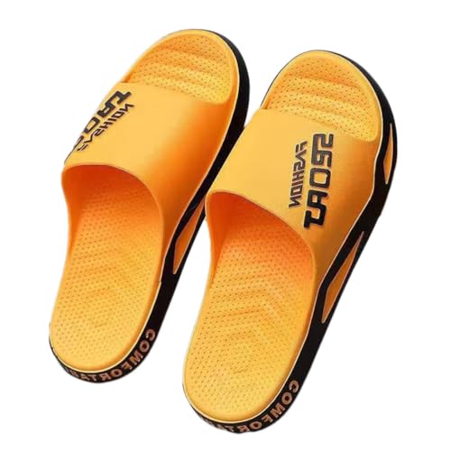 Oanviso Badeschuhe Herren Sommer Schlappen Hausschuhe Home Weich Slippers Rutschfeste Freizeitpantoffeln Männer Casual Badeschlappen Outdoor Strand Sandalen A Gelb 42/43 EU von Oanviso