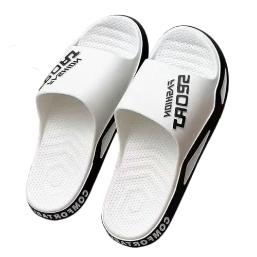 Oanviso Badeschuhe Herren Sommer Schlappen Hausschuhe Home Weich Slippers Rutschfeste Freizeitpantoffeln Männer Casual Badeschlappen Outdoor Strand Sandalen A Weiß 44/45 EU von Oanviso