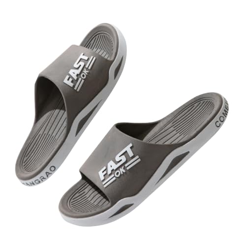 Oanviso Badeschuhe Herren Sommer Schlappen Hausschuhe Home Weich Slippers Rutschfeste Freizeitpantoffeln Männer Casual Badeschlappen Outdoor Strand Sandalen B Grau 40/41 EU von Oanviso