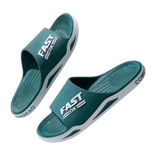 Oanviso Badeschuhe Herren Sommer Schlappen Hausschuhe Home Weich Slippers Rutschfeste Freizeitpantoffeln Männer Casual Badeschlappen Outdoor Strand Sandalen B Grün 38/39 EU von Oanviso