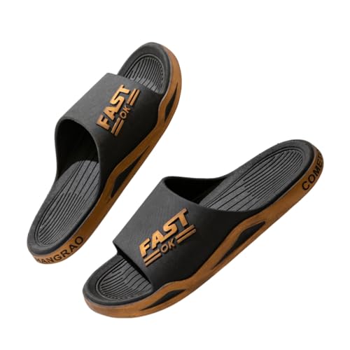 Oanviso Badeschuhe Herren Sommer Schlappen Hausschuhe Home Weich Slippers Rutschfeste Freizeitpantoffeln Männer Casual Badeschlappen Outdoor Strand Sandalen B Schwarz Gold 36/37 EU von Oanviso