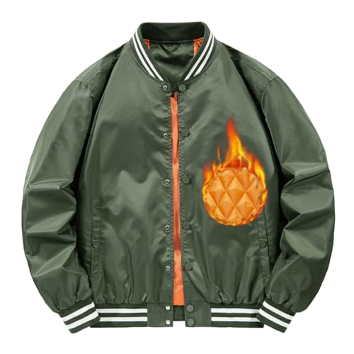 Oanviso Bomberjacke für Herren Baseball Jacke mit Stehkragen Warm Freizeit Übergangsjacke Einfarbig Jacke mit Reißverschluss Herbst Fliegerjacke Frühling Herrenmantel Langarm Outdoor B Dunkelgrün XL von Oanviso