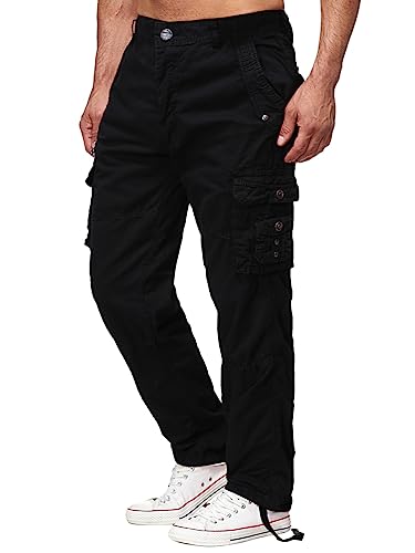 Oanviso Cargohosen für Herren Hose Lang mit Multi-Taschen Vintage Trouser Outdoorhose Freizeithose Regular Fit Arbeitshose Sporthose Männer Streetwear Elastischer Sommer Cargo Sweatpant A Schwarz L von Oanviso