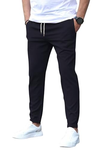 Oanviso Chino Hose Herren Slim Fit Stretch Chinohose Stilvolle Hosen Elastische Freizeithose Mit Gummizug Modische Jogginghose Jogger Männer Modern Stoffhose Lässig Leichte Sporthose Marineblau XL von Oanviso