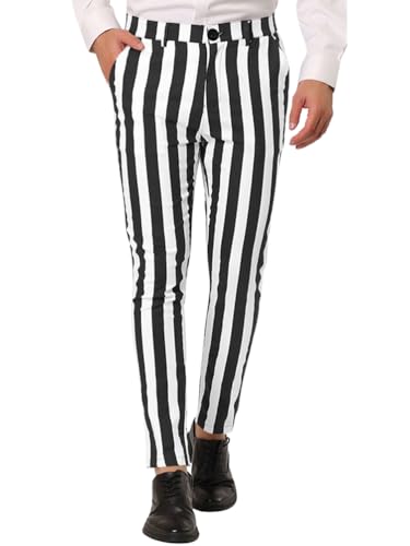 Oanviso Chino Hosen Herren Stoffhose Strech Gestreift Freizeithose Slim Fit Hose Business Anzughose für Männer Lange Hosen Klassische Herrenhose Arbeitshose Grobe Streifen Jogginghose A 02 XXL von Oanviso