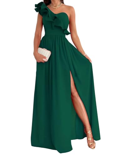 Oanviso Damen Abendkleid Elegant Sommer Samtkleid Sexy Festlich Kleider Partykleid Lang Maxikleid Schulterfrei Ballkleid Hochzeitskleid Ärmellos Brautjungfernkleid Cocktail B Grün M von Oanviso