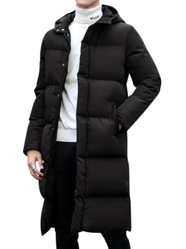 Oanviso Daunenjacke Lange Mantel Winddichte Jacke Herren Slim Fit Jacken Warm Wintermäntel Atmungsaktiv Pufferjacken mit Kapuze Männer Herbst Outdoorjacke B 02 XL von Oanviso